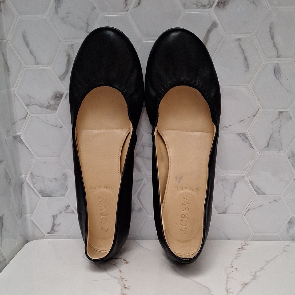 J CREW J. Crew CECE Black Leather Ballet Ballerina Flats 6.5